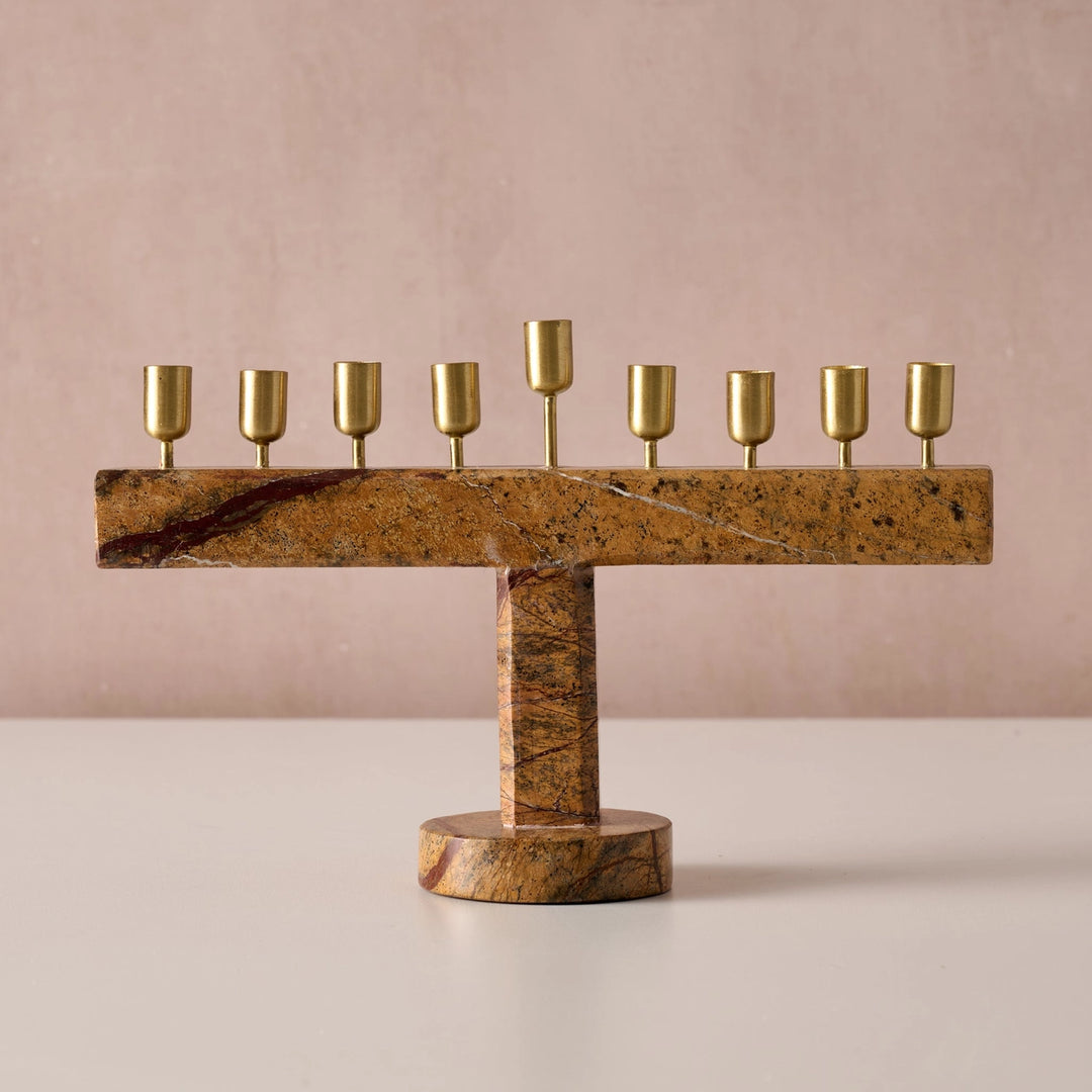 Roshanee Stone & Brass Menorah