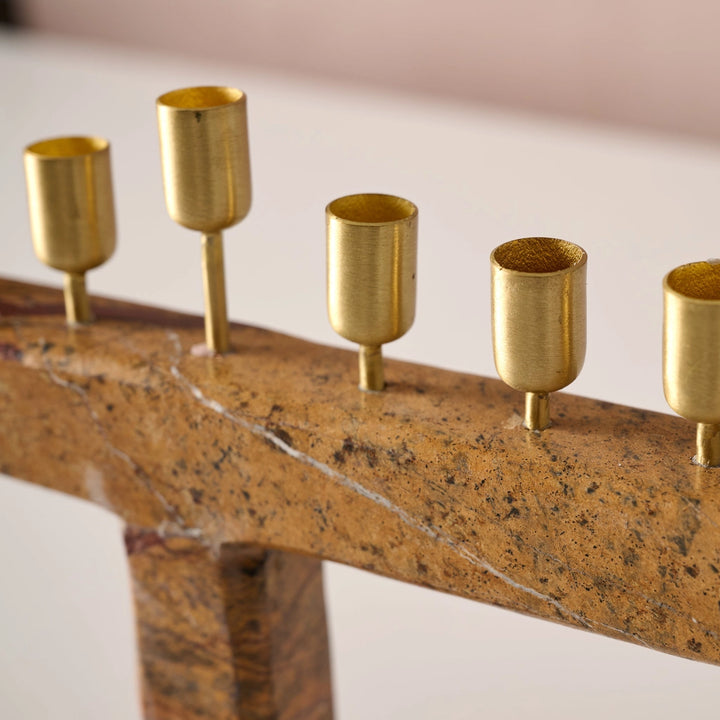 Roshanee Stone & Brass Menorah