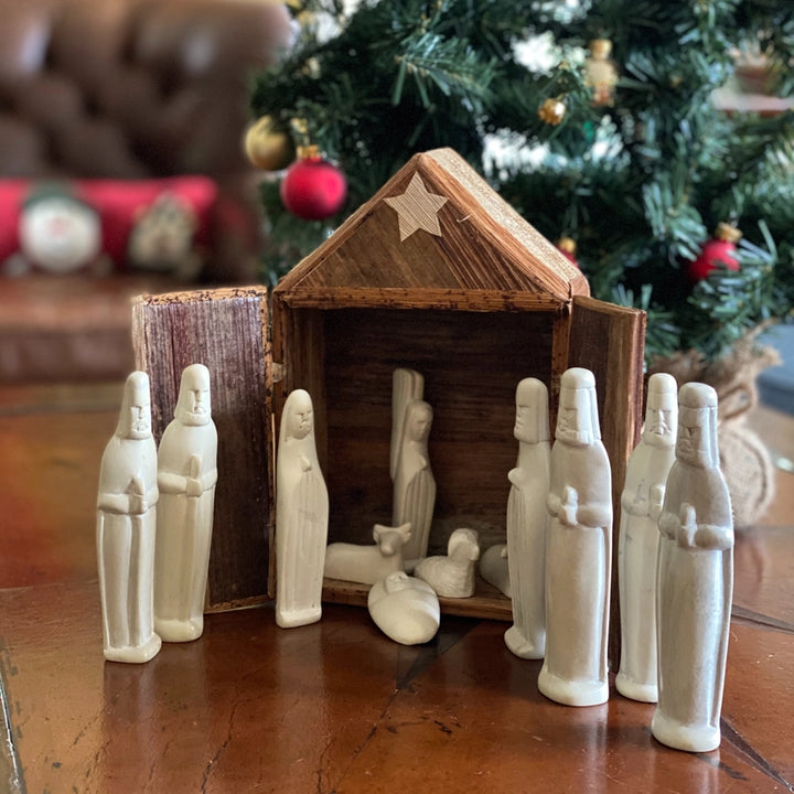 Soapstone Nativity Set and Banana Fiber Barn