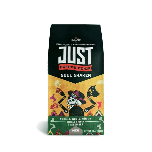 A bag of coffee with Just Coffee Co-op Soul Shaker