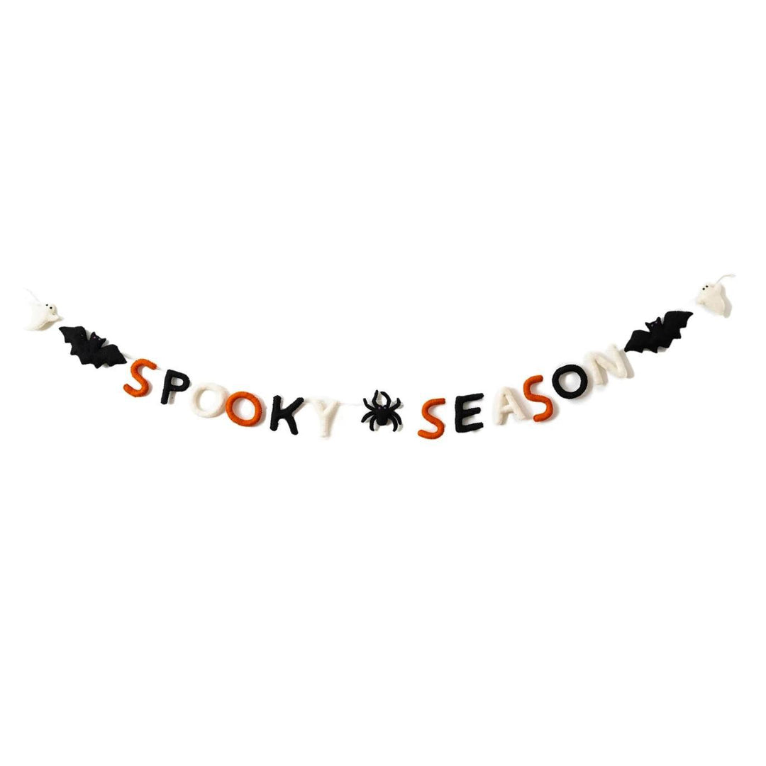 Halloween-themed decorative banner with 'Spooky Season' text on a white background
