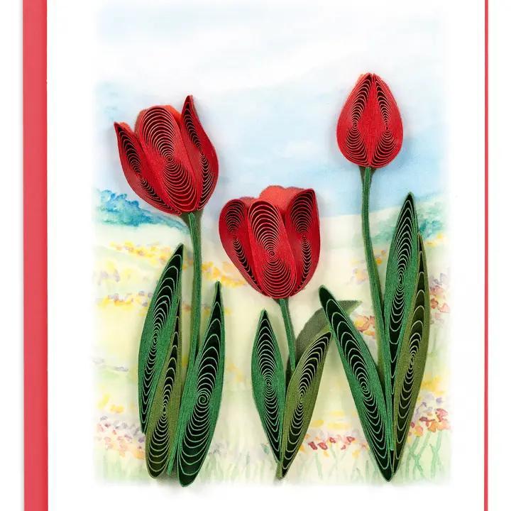 Red tulip quilled gift enclosure card