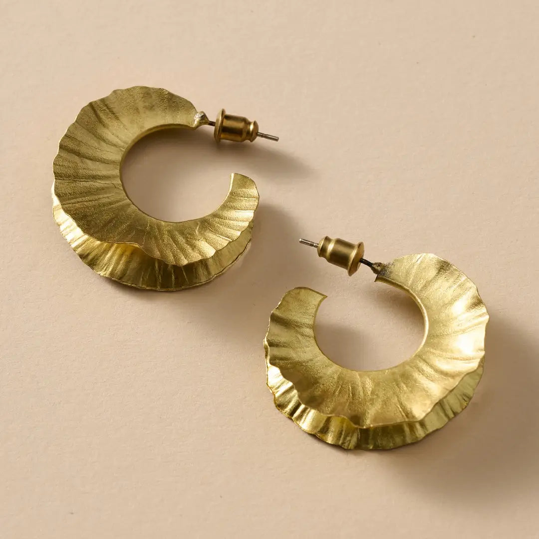 Usha Brass Ruffle Post Earrings