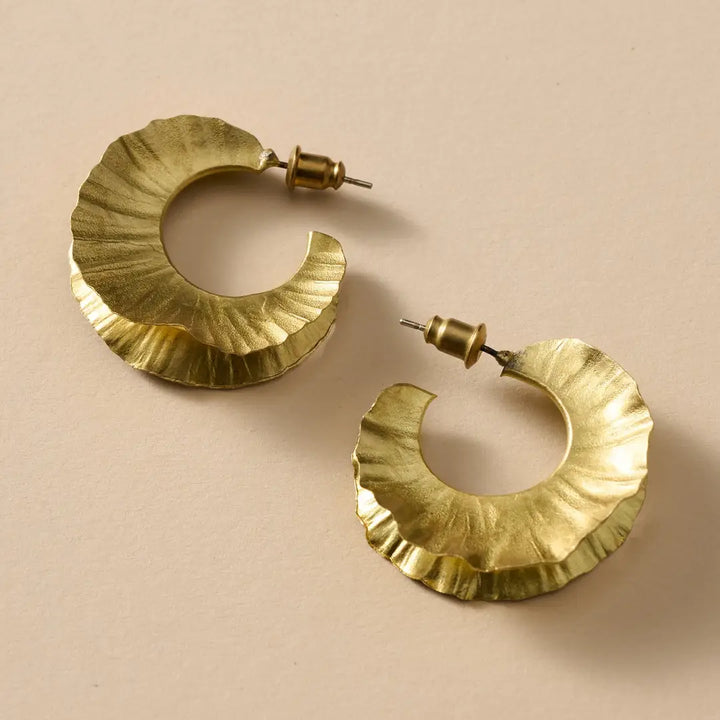 Usha Brass Ruffle Post Earrings