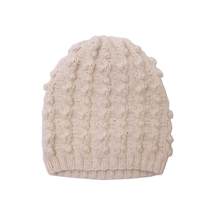 Wayra cap beanie off white, on white background