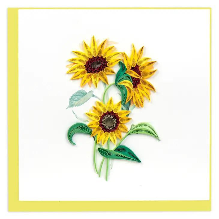 Wild sunflowers quilling card with a yellow envelope