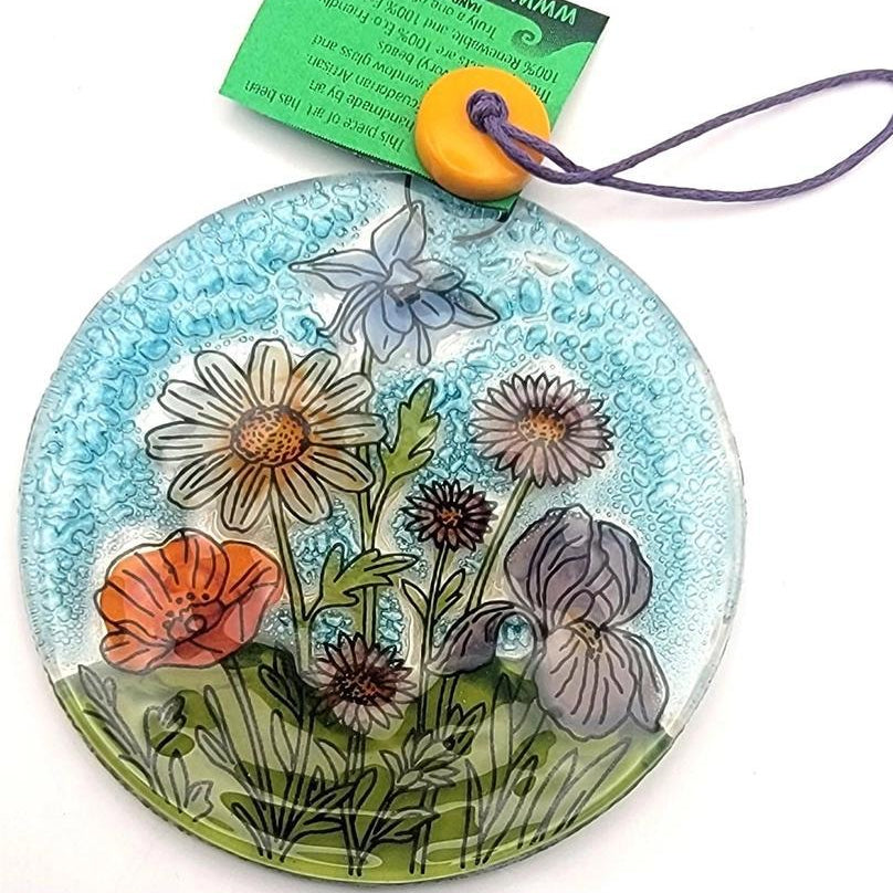 Glass ornament with beautiful wildflowers