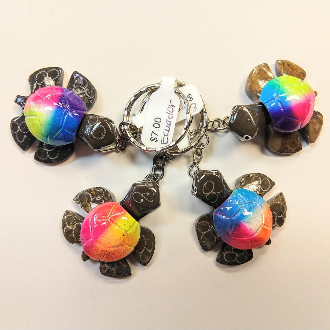 Marble & Onyx Turtle Keychain