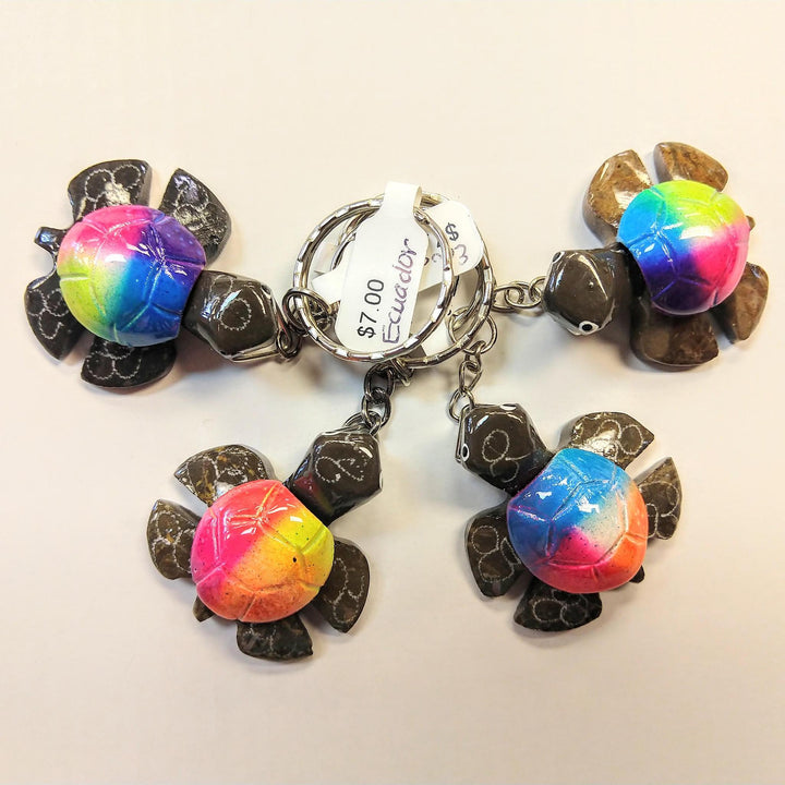 Marble & Onyx Turtle Keychain