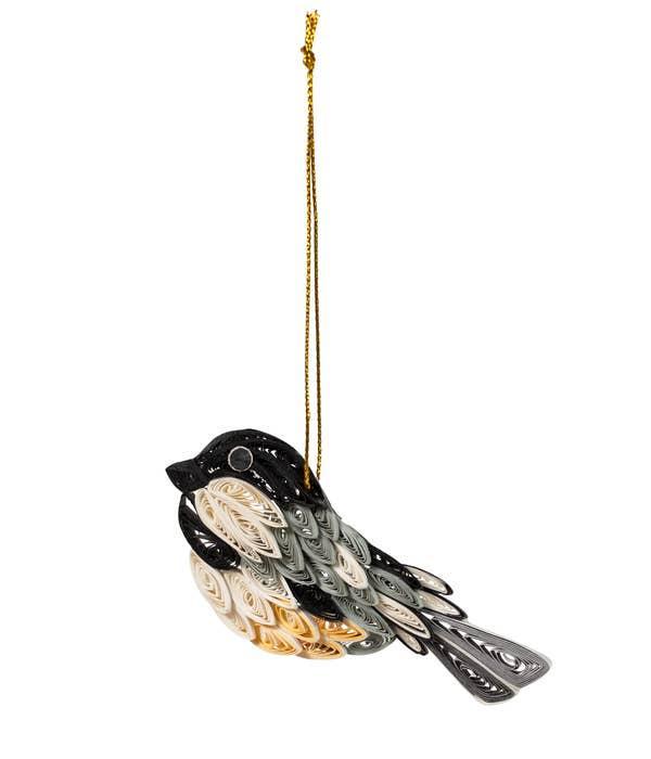 chickadee ornament on white background