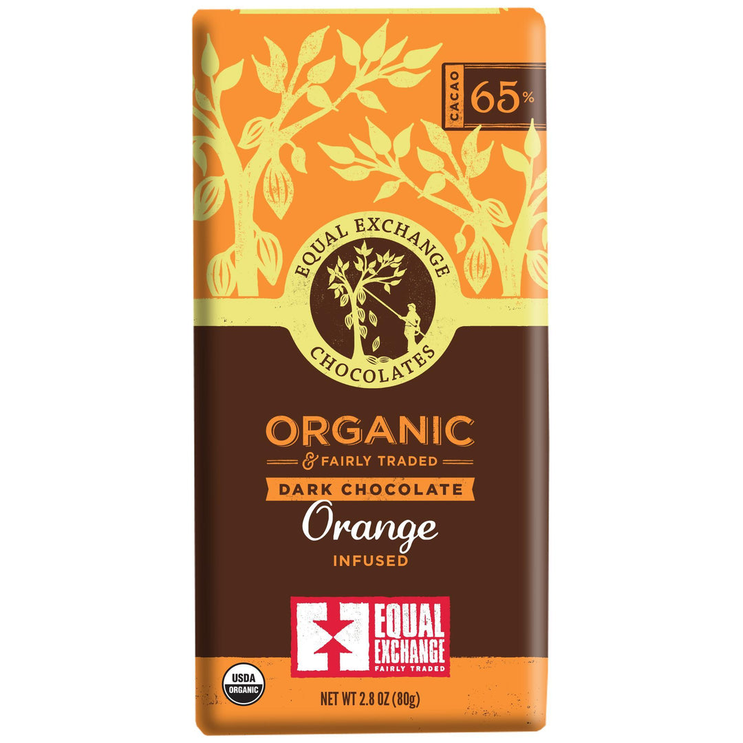 Dark chocolate orange bar with with background.