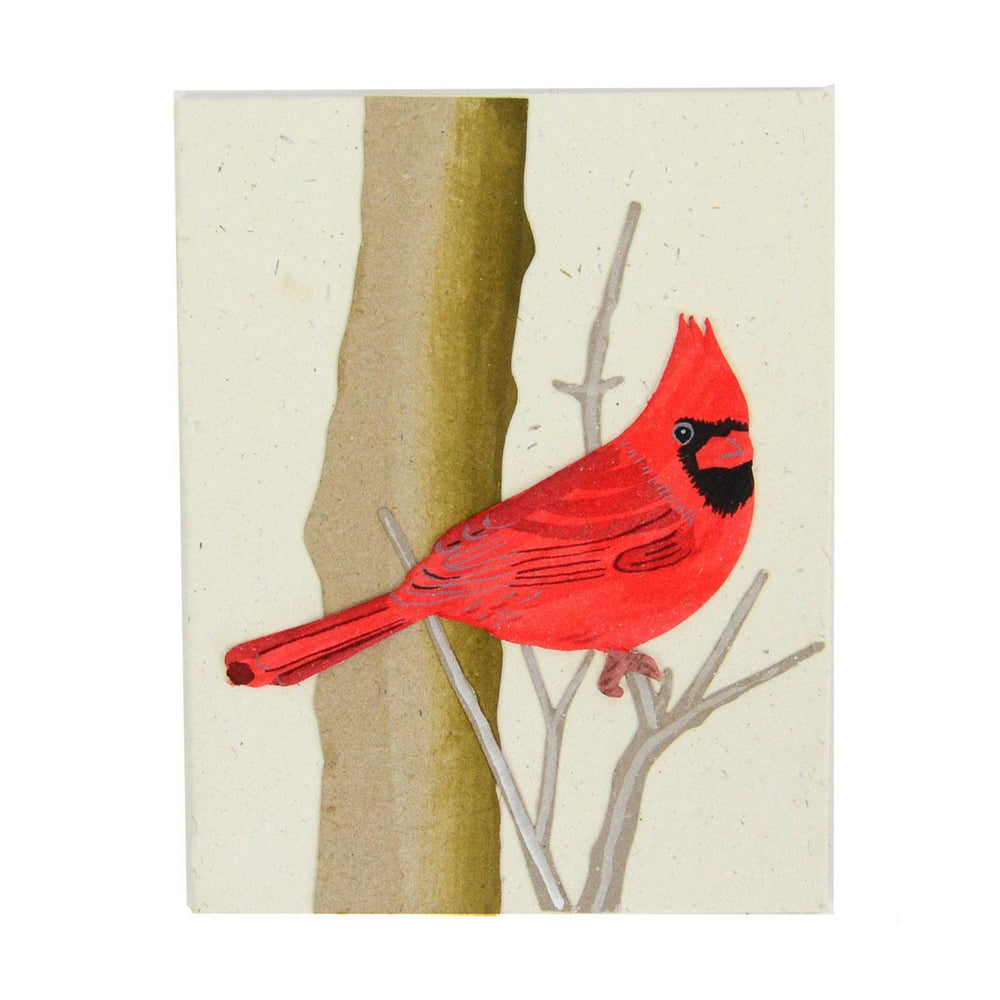 a greeting card with a red cardinal