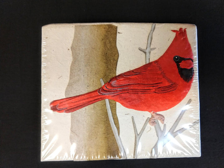 square note box with a cardinal