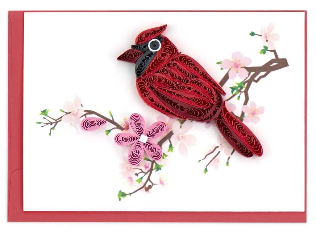 Red cardinal gift enclosure quilling card