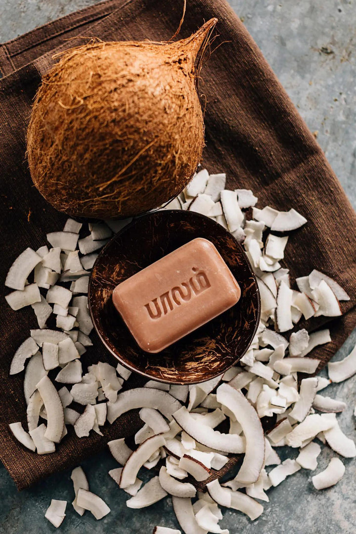 Coconut soap on a coconut shavings