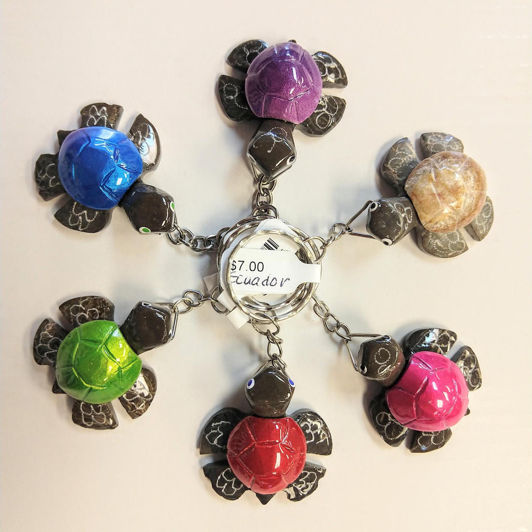Marble & Onyx Turtle Keychain
