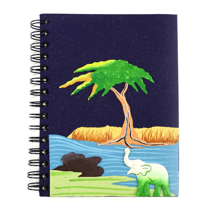 Mr. Ellie Pooh notebook with elephant  with a dark blue background. 