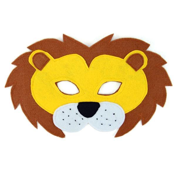 lion felt play mask on white background