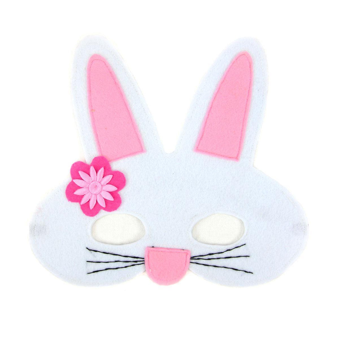 rabbit felt play mask on white background
