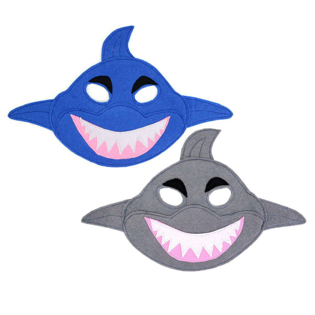 shark felt play masks on white background