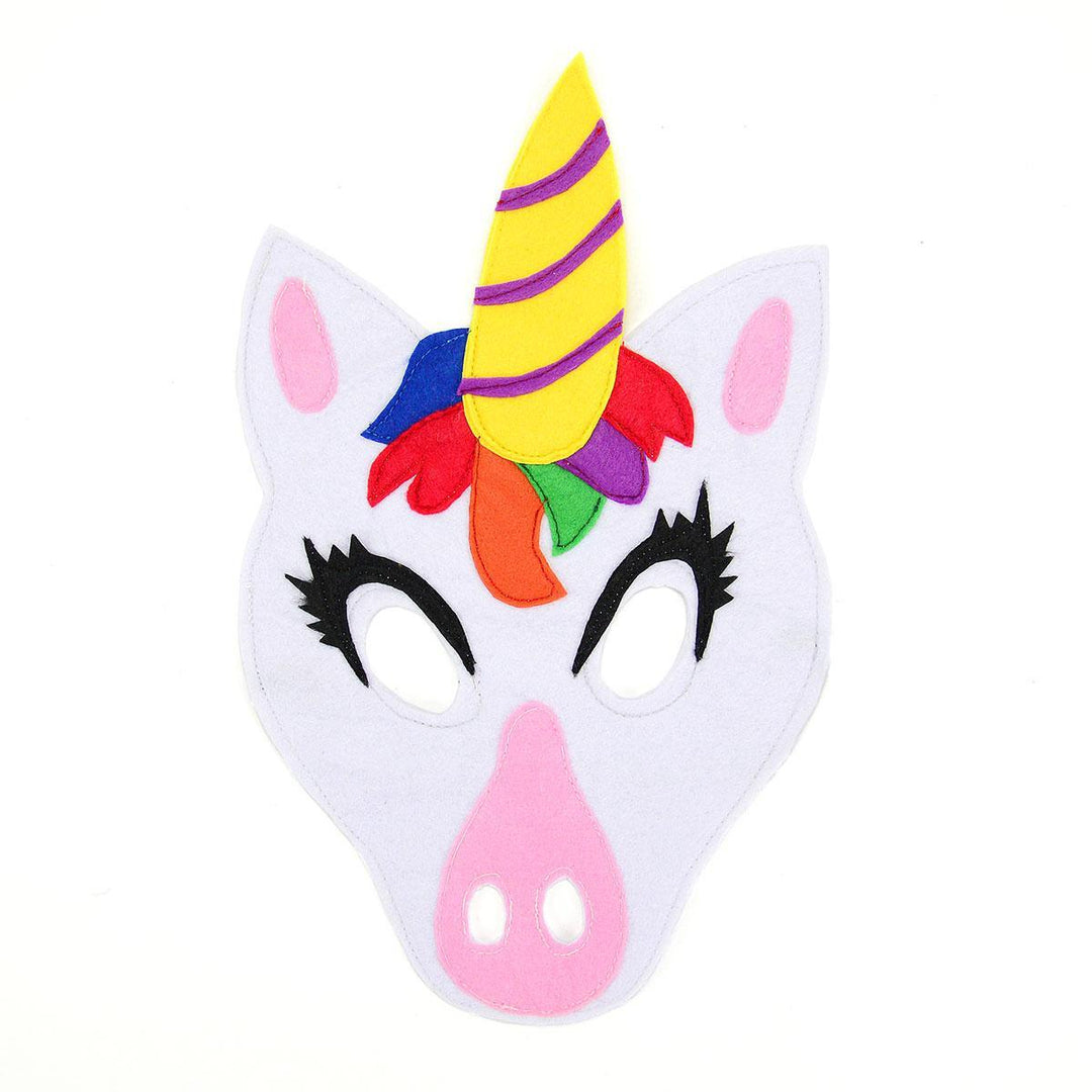 unicorn felt play mask on white background