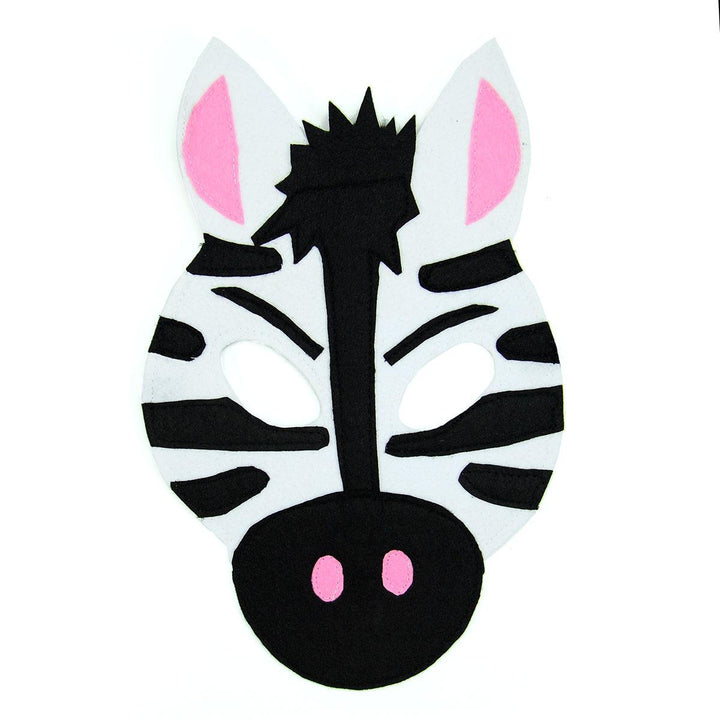 zebra felt mask on white background