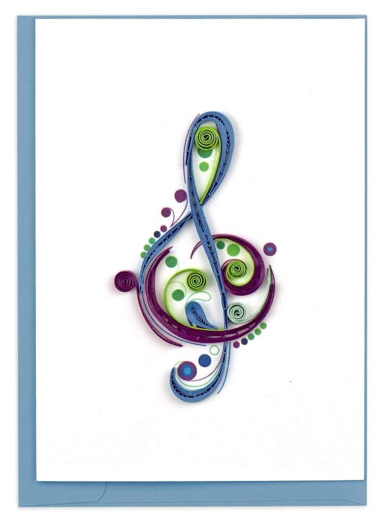 Gift enclosure quilling card treble clef