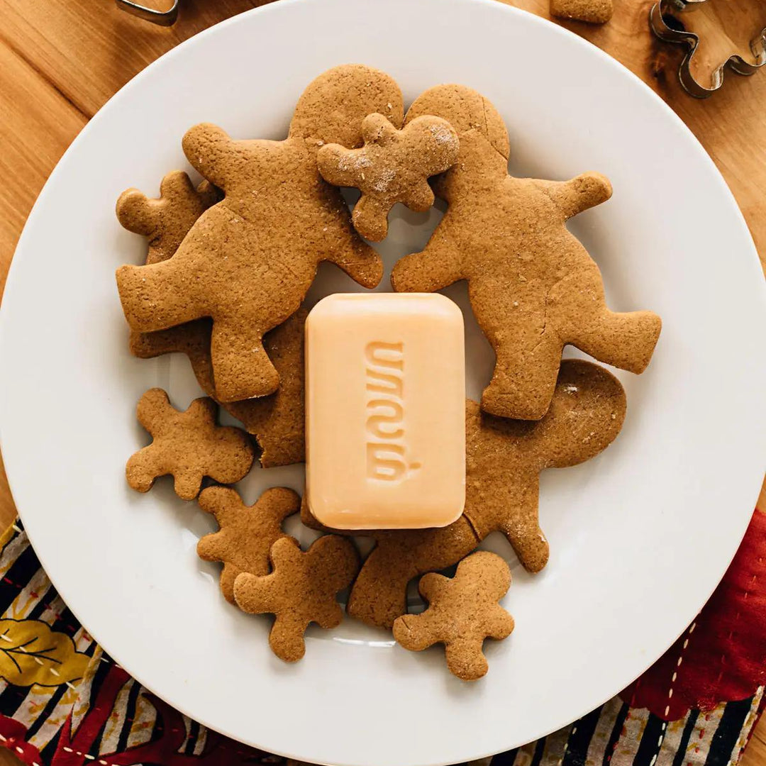 soap on a plate with gingerbread cookies