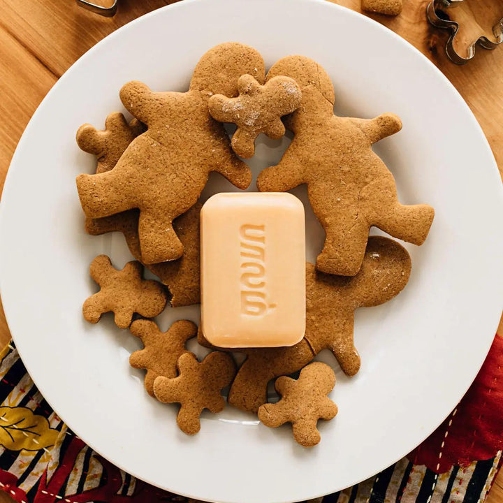 soap on a plate with gingerbread cookies