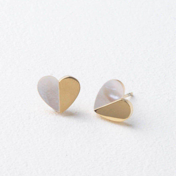Mother of pearl and gold heart earrings