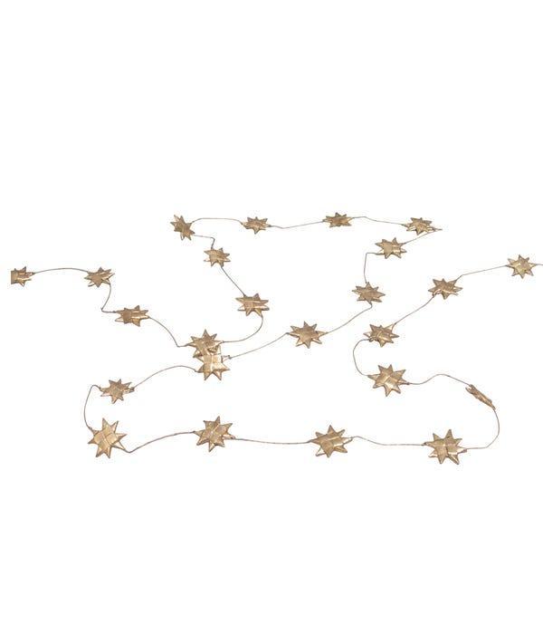 Gold star garland on a white background