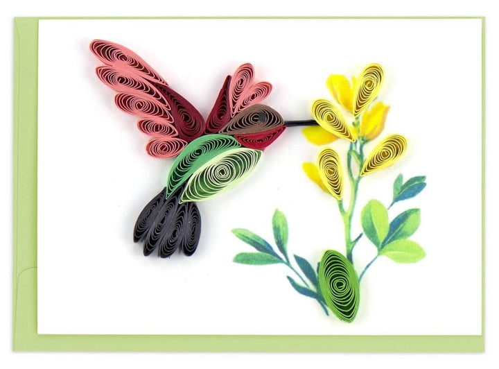 Hummingbird gift enclosure quilling card