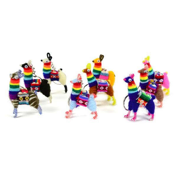 set of colorful keychains on a white background