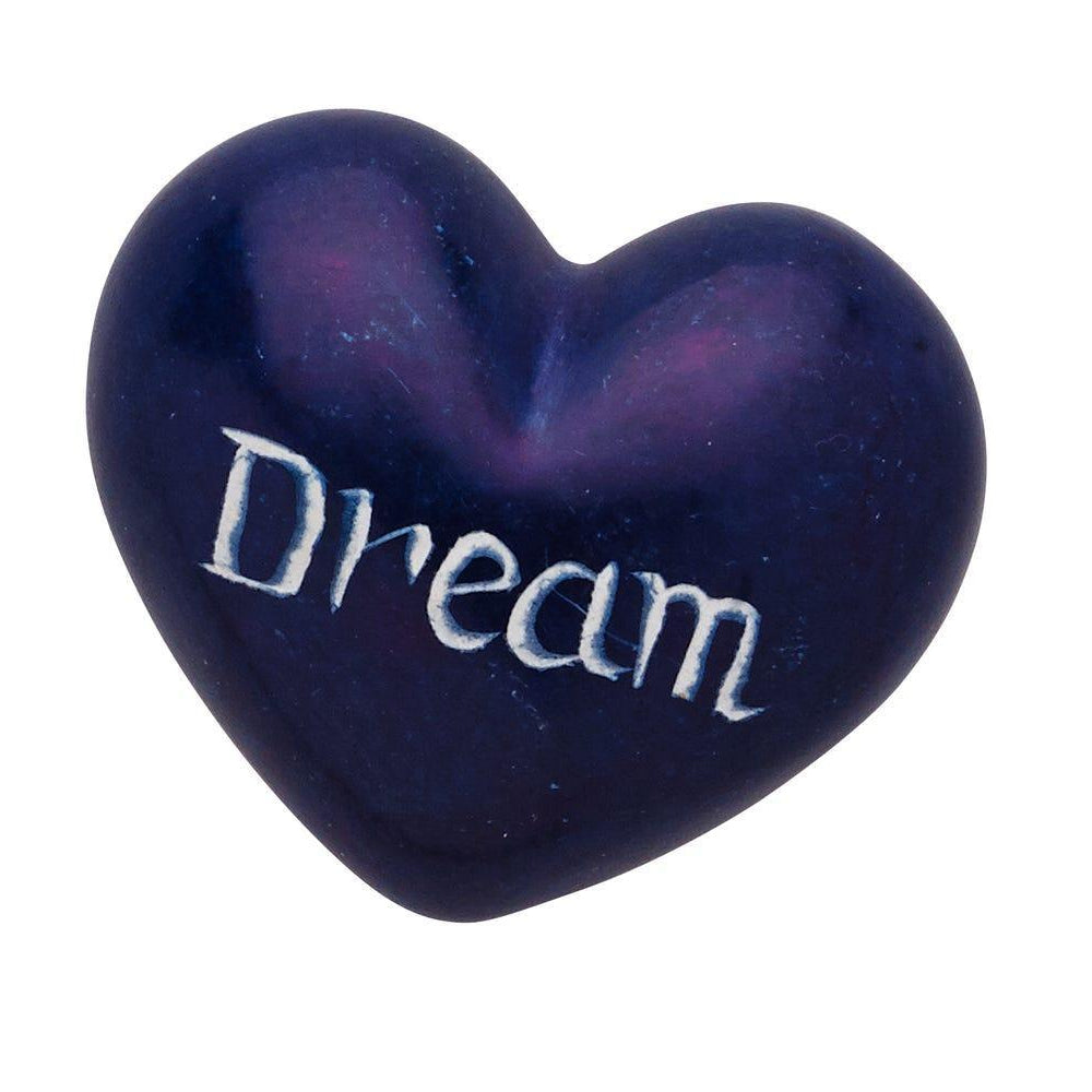 A navy kisii dream heart o a white background 