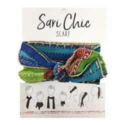 Chic sari scarf displayed on packaging. 