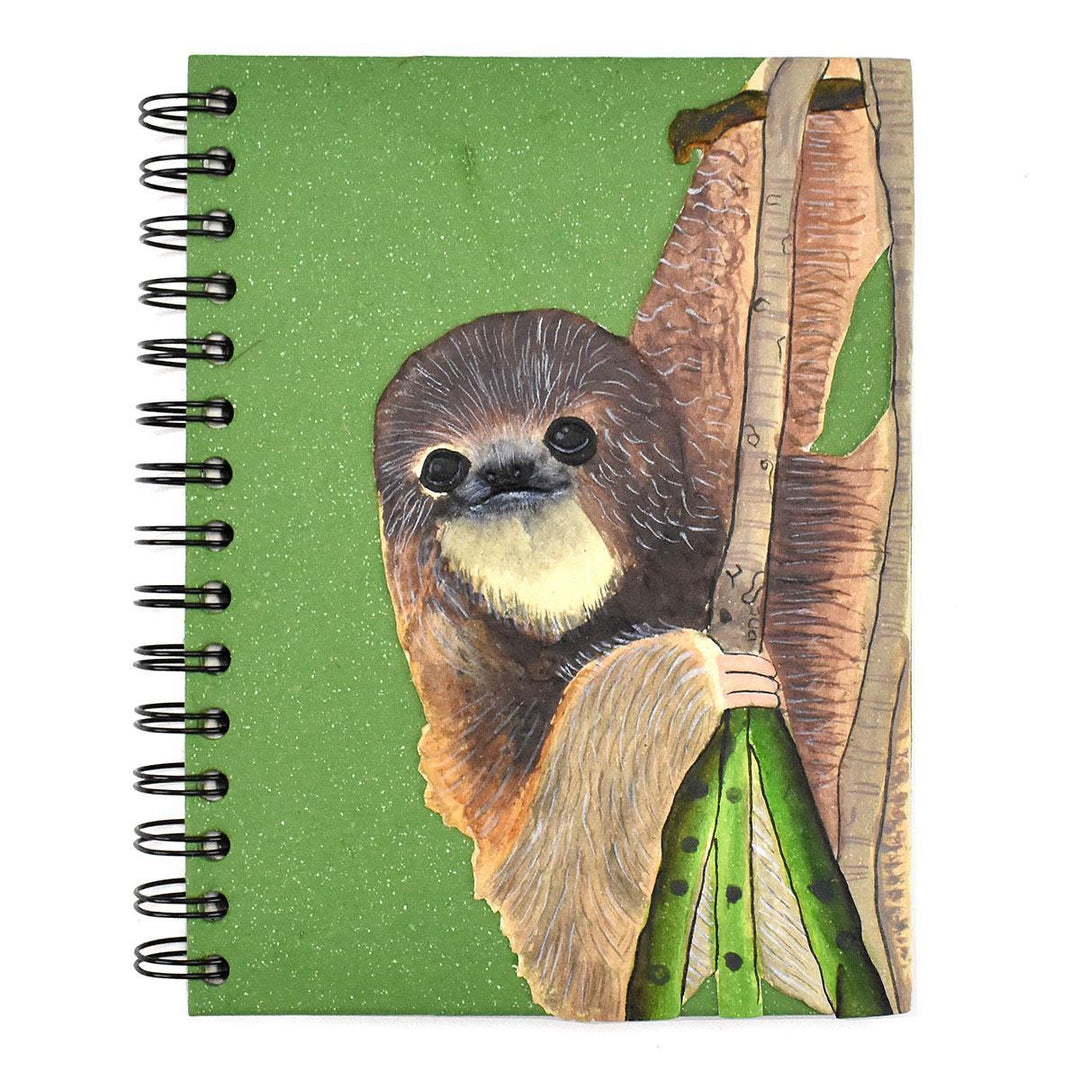 Mr. Ellie Pooh sloth notebook on a white background