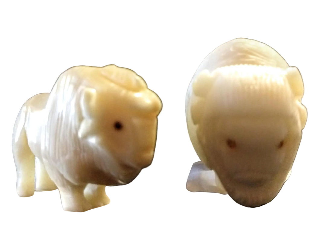 two tagua nut bison