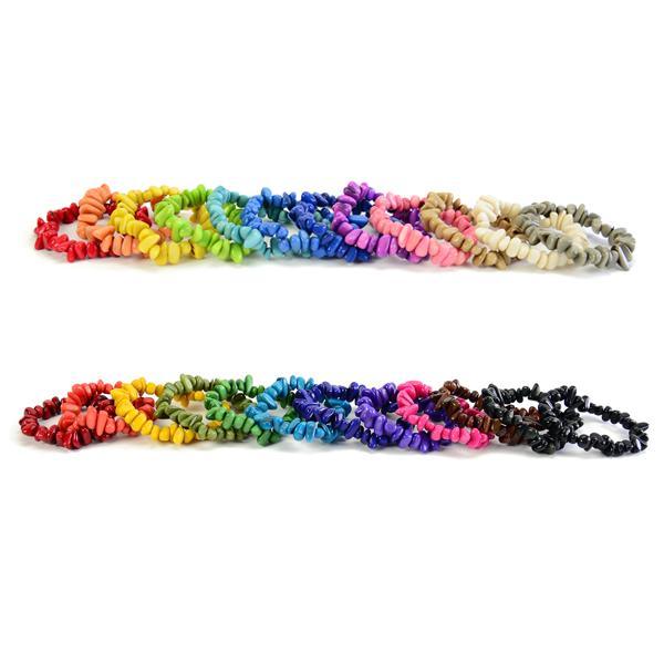 a collection of different colored tagua rock bracelets